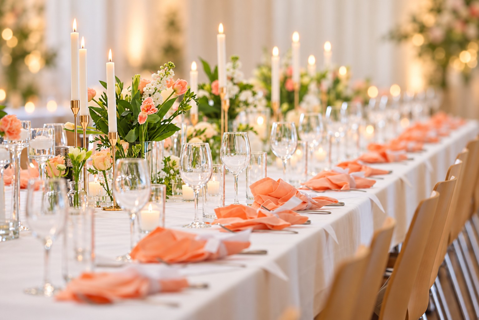 Festlich gedeckte Tafel im Weinberger Saal